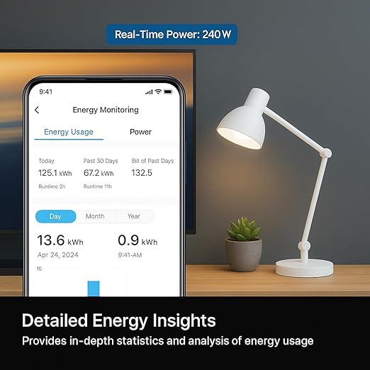 Compact Smart Plug, Works with Alexa & Google Assistant, Smart Life App & Voice Control, Energy Monitoring, Timer Scheduling, No Hub Required, App Remote Control, 2.4 GHz WiFi Outlet, 2-Pack
