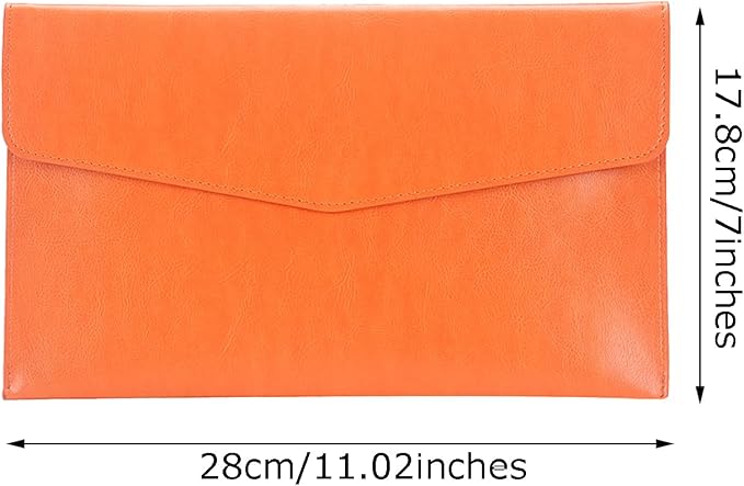 PU Leather A5 File Folder Document Holder A5 Envelope Folder with Snap Closure for Receipt 2Packs (Gray&Orange)