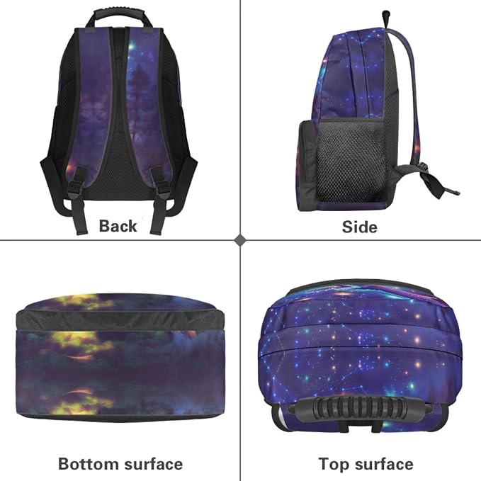 Mushroom Dragon Backpack for Girls Elementary School, Galaxy Space 17 Inches Bookbag with Lunch Box for Kids Age 6-8 Back to School, Lightweight & Large Capacity