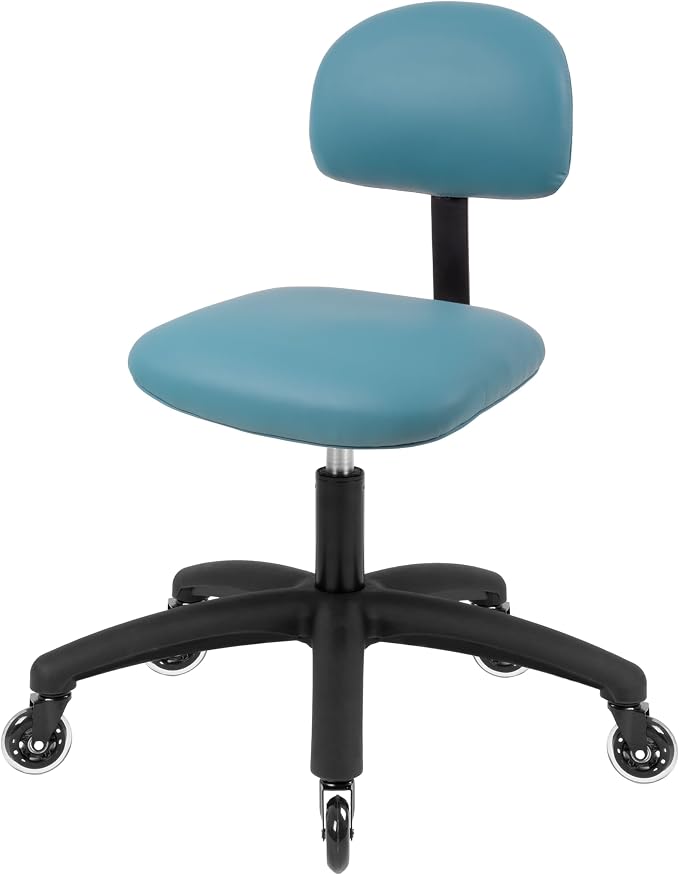 FSS Series Square seat Low (18"-23") seat Height Chair. Vinyl-for Office, Garage, Desk, Shop, Computer, Doctor, Medical, Easy to Clean! No Footring (Aqua, Low, Rubber Roller Casters)