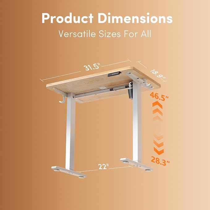Cubiker Standing Desk, 32" Small Sit Stand Home Office Desk, Electric Stand up Desk, Adjustable Desk with Splice Board, White Frame/Maple Top