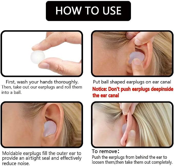 LYSIAN Moldable Soft Ear Plugs for Sleeping - Water Proof Noise Cancelling Wax Reusable Earplugs for Swimming, Travel, Flying - Suit for Side Sleeper, Kid and Adult