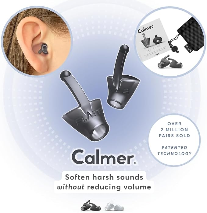 Flare Audio Calmer | Noise Reducing Ear Plugs Alternative | Silicone Reusable Ear Plugs for Noise Sensitivity, Focus and Travel | Ear Plugs for Noise Reduction (pro mini, Black)