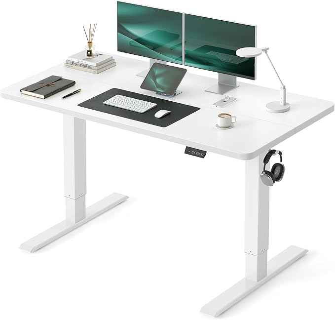 CubiCubi Standing Desk, 48 x 24 Inches Electric Height Adjustable Computer Desk, Sit Stand up Home Office Desk with Memory Presets, White