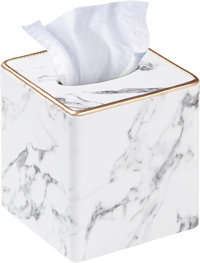 Leather Tissue Box Cover Square,Decorative Cube Tissue Box Holder with Magnetic Bottom,Facial Paper Organizer Table Napkin Case Dispenser for Bathroom,NightStand,Coffee Car,Home,Office