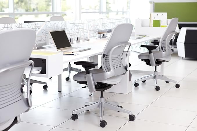 Steelcase Leap V2 Desk Chair in Buzz2 Sunrise Fabric - 4-Way Highly Adjustable Arms - Black Frame and Base - Soft Dual Wheel Hard Floor Casters