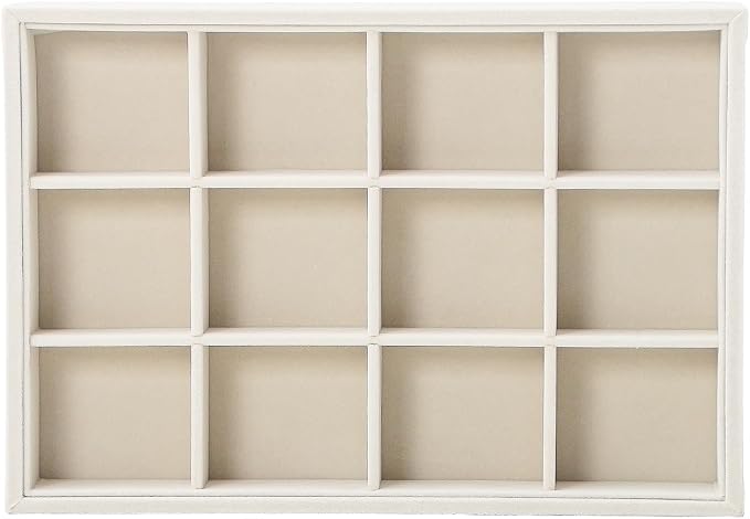 Beige 12Grid Bedside Organizer - Multi-use Holder for Jewelry, Sunglasses, Phone, Watch, Perfume, Lipstick - Nightstand & Desk-top Catchall Tray