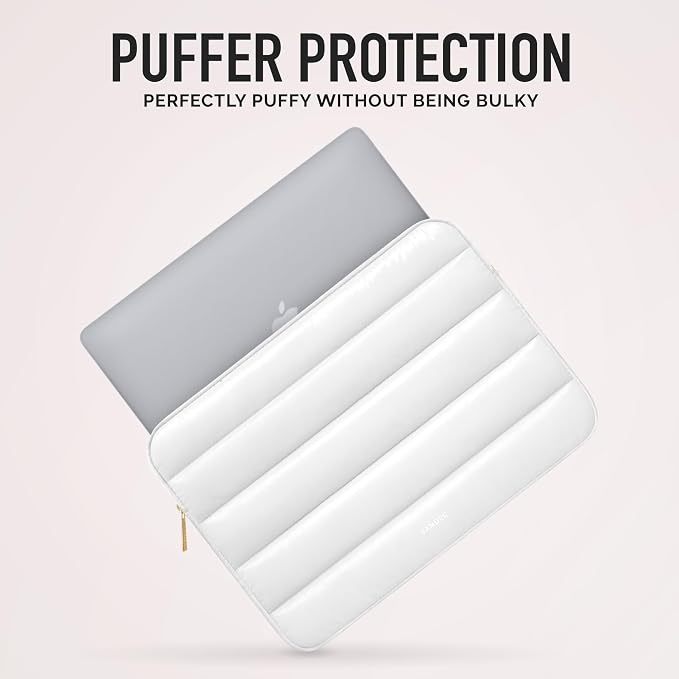 VANDEL - The Original Puffy Laptop Sleeve 13-14 Inch. White Laptop Sleeve for Women. Carrying Case Cover MacBook Pro 14 in, MacBook Air 13 Inch, iPad Pro 12.9, Dell, Asus, HP
