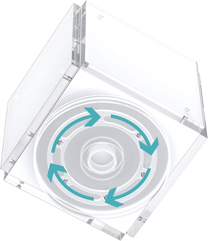 HIIMIEI Acrylic Picture Frames for Desk, 4-side Magnetic Photo Cube Pen Holder 4"x 4", 360° Rotating Desktop Organizer for Pencil, Makeup Brushes, Home, Office (White)