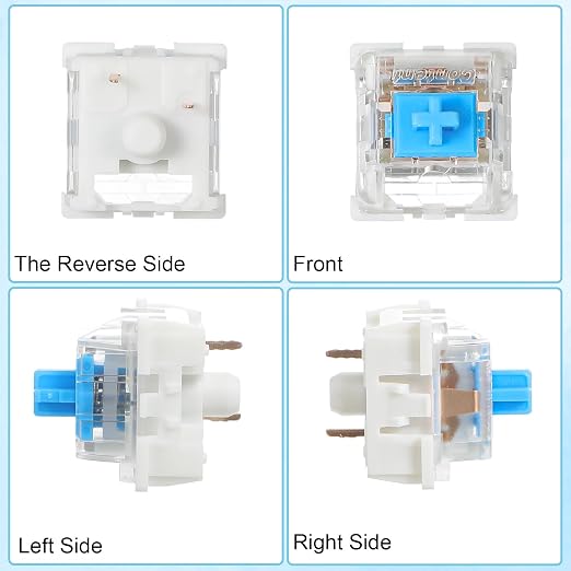 30Pcs Blue Switch Replacement, 3 PIN Mechanical Keyboard Switches, Clicky with Strong Tactile Feedback, Accurate Typing, Dustproof, Office and Gaming LED Keyboard Universal Replacement Parts