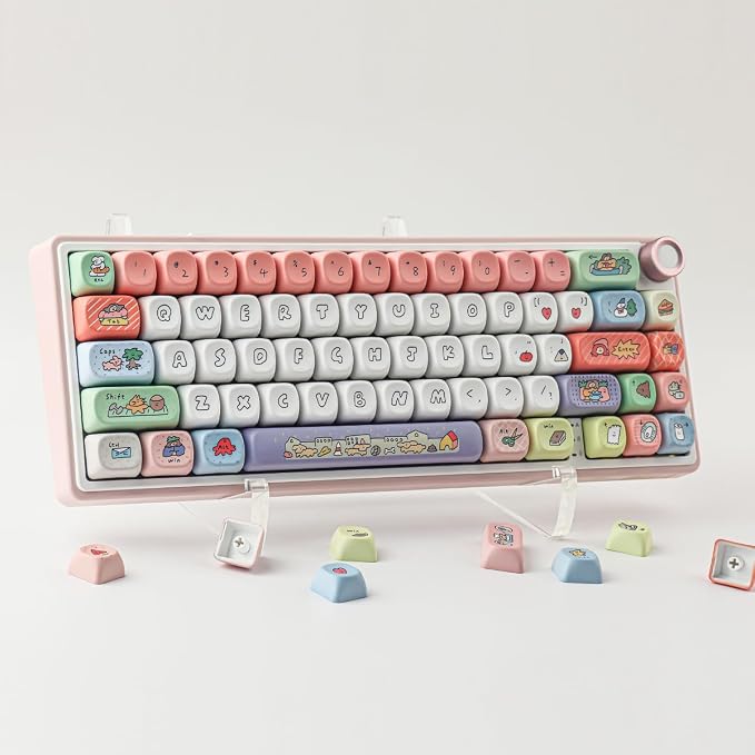 Tsungup MOA Profile Keycaps,126 Keys PBT Cute Funny Smiley Keycaps | Dye-Sublimation Custom Keycap Set with Keycap Puller for Cherry Gateron MX Swithes Mechanical Keyboards