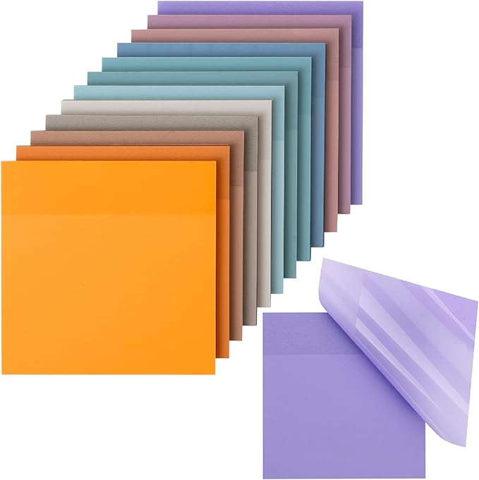 Mr. Pen- Transparent Sticky Notes, 3”x3”, Happy Harmony, 12 Pads, 600 Sheets, Bible Journaling Sticky Notes, See Through Sticky Notes, Translucent Sticky Notes, Stocky Notes for Bible Journaling