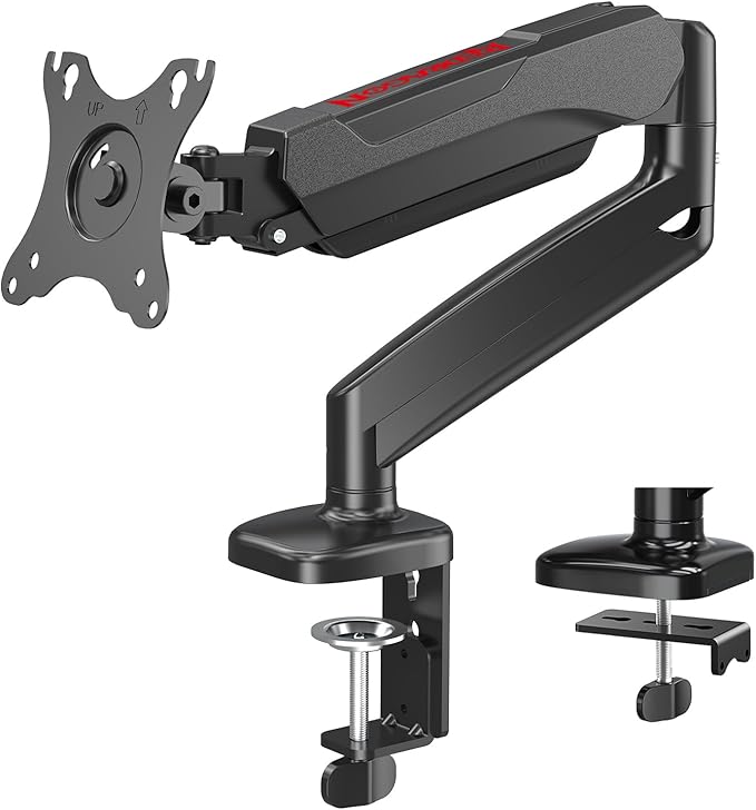 Redragon GMK914 Single Monitor Mount Stand - Gas Spring Adjustable Arms with VESA 75/100mm, 13-32 Inch Screen Compatibility, C Clamp & Grommet Base, Cable Management, 17.6lbs Load Capacity