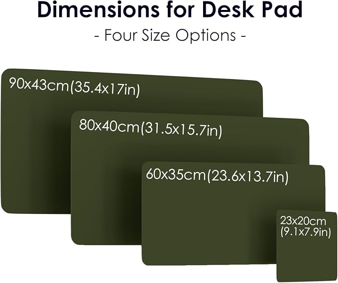 Leather Desk Pad Protector, Waterproof Mouse Pad, PU Desk Mat, Office Desk Cover, Desk Writing Mat for Office/Home/Work/Cubicle (Olive Green) 9x8 in