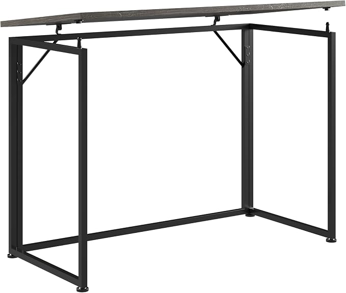 40" W Folding Desk for Small Spaces, Folding Table or Portable Computer Desk, Space-Saving Workstation for Home Office, Bedroom, Dorm and Study, No Assembly Required, Grey