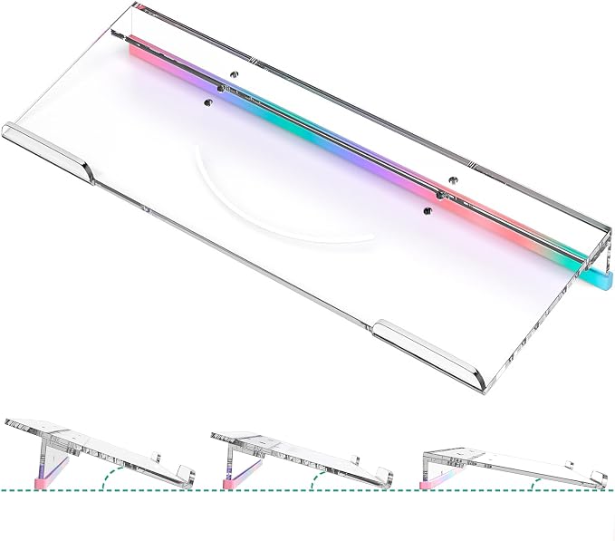Ergonomic Computer Keyboard Stand - Adjustable Keyboard Riser Tilt Clear Acrylic Keyboard Tray Non-Slip Elevated Typing Key Board Holder Lift for Home Office Desk Accessories