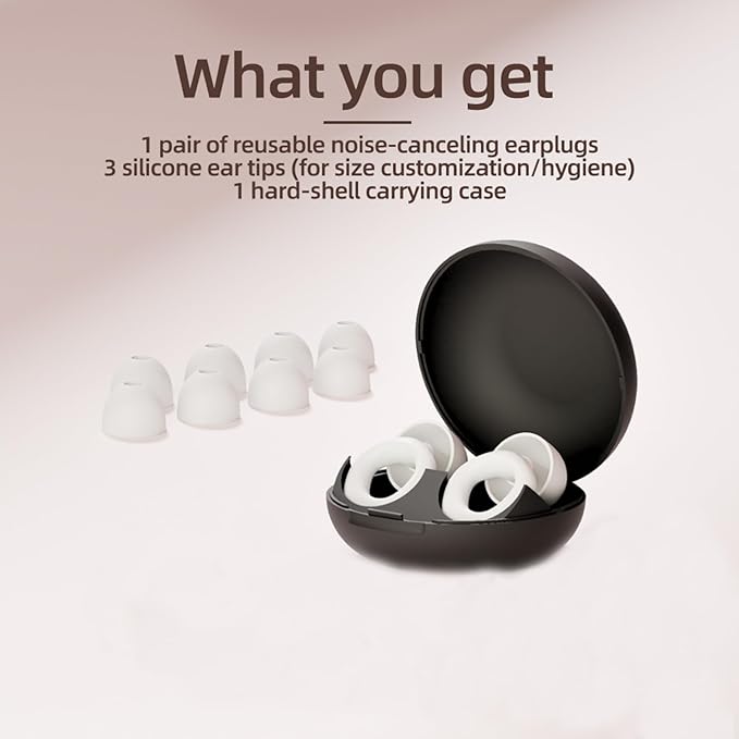 Quiet Ear Plugs for Sleep,28db Noise Reducing Silicone Earplugs – Reusable Comfort Fit Hearing Protection for Sleeping, Focus, Travel & Relaxation – Soft, Washable (White, One Size)