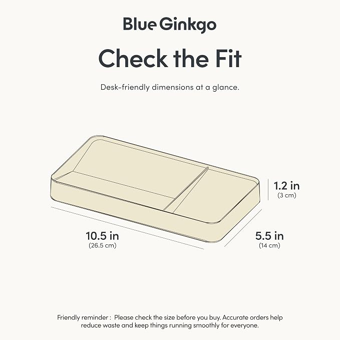 BLUE GINKGO Desk Organizer Tray, Beige, Made in Korea | Double-Sided. Sloped Design. Easy Access.