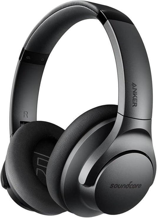 Soundcore Life Q20 Hybrid Active Noise Cancelling Wireless Bluetooth Headphones Over Ear with 40H Playtime, Hi-Res Audio, Deep Bass, Memory Foam Ear Cups and Headband (Renewed)