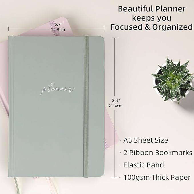2026 Planner - Undated Monthly, Weekly & Daily Planner for Planning Your Success - To Do List, Habit Tracker, Hardcover, Aesthetic, Academic, Stylish School or Office Supplies (Sage, A5)