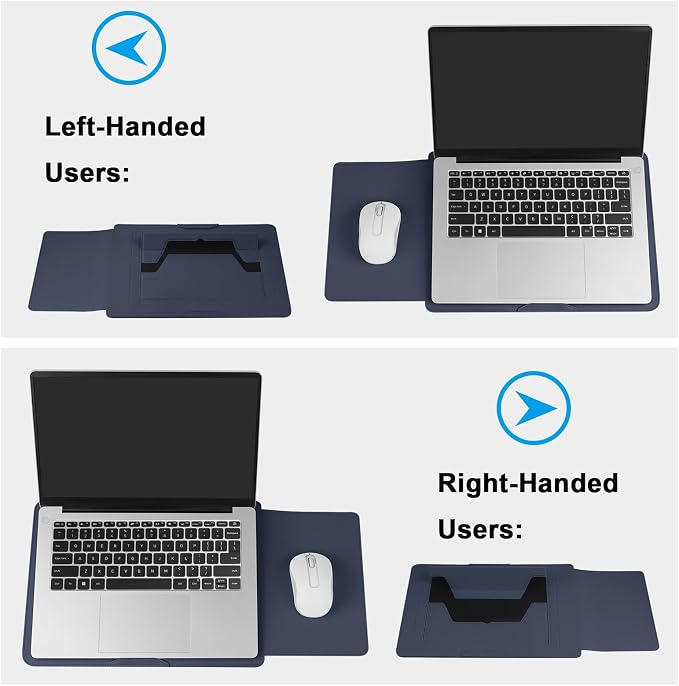 HoYiXi 13.3'' /13.6'' Laptop Sleeve Case PU Leather with Stand Compatible with MacBook Pro 14/MacBook Air 13(M1 M2)/ASUS Vivobook 14/Dell XPS 13/ASUS Matebook,13-14'' Laptop Bag,Blue