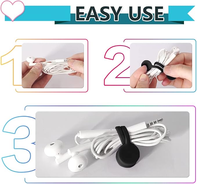 Kanemc Magnetic Ties for Cord,Silicone Magnetic Cable Ties(10-Pack, Black) | Reusable Magnetic Cable Organizer,Silicone Magnetic Cord Ties with Strong Magnet for Cable Bundling ,Bookmarks,Fridge Magnets