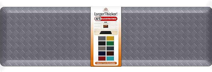 4/5 Inch Extra Thick Kitchen Mats for Floor,Non Slip Anti Fatigue Kitchen Rugs,Waterproof Stain Resistant Sink Mat,Cushioned Standing and Comfort Mats for Office (17"x60" Grey)