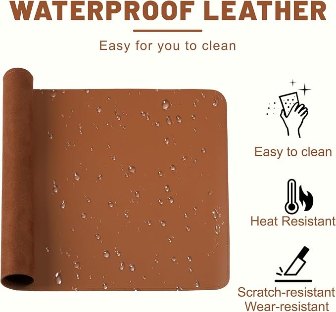 Leather Desk Mat, Desk Pad for Keyboard and Mouse Large Mouse Pads for Desk | Waterproof Desk Mat, Desk Matt for Desktop, Laptop Blotter, Keyboard Pad, Large Mouse Pad, Desk Essentials