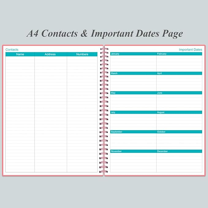 Undated Planner Pro - 8.5" x 11" Weekly & Monthly Planner to Achieve Goals & Increase Productivity, 12 Months Undated Agenda Daily Planner, Start Anytime, Pink
