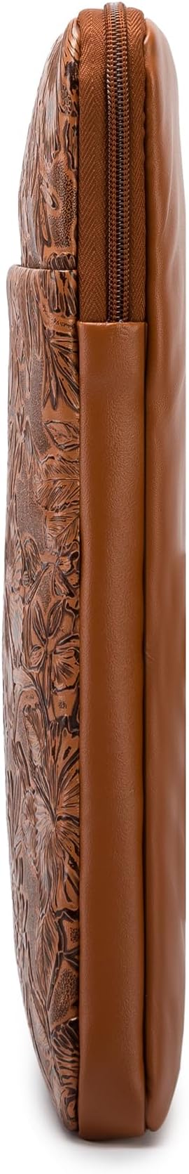 Kinmac 360° Protective Vertical Laptop Sleeve Case Cover Bag (Coffee Flower PU, 15 inch-15.6 inch)