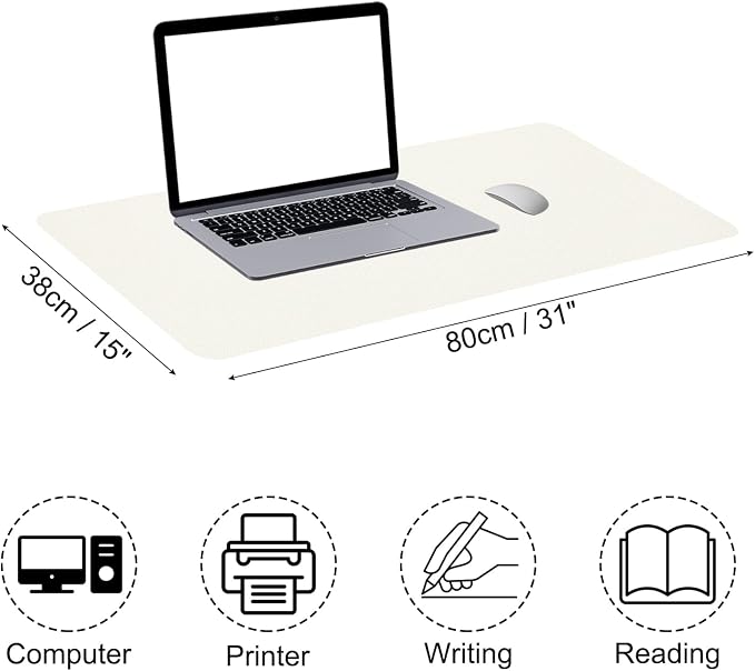 PATIKIL Large Desk Mat, 31"x15" Non-Slip Waterproof PU Leather Large Desk Pad Large Desktop Protector Cover Dual Sided Desk Pad for Office Home Work Study, Cream