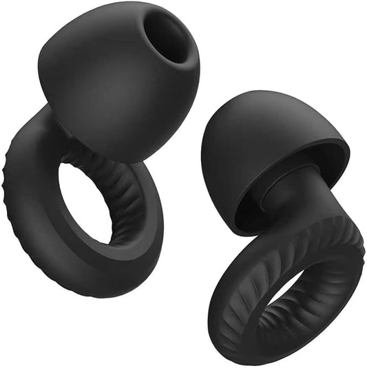 Jet Black Ear Plugs for Sleeping, 28dB Soft Silicone Earplugs for Side Sleepers, Reusable Washable Noise Reduction Ear Plugs for Travel, Rest & Focus, 4 Sizes