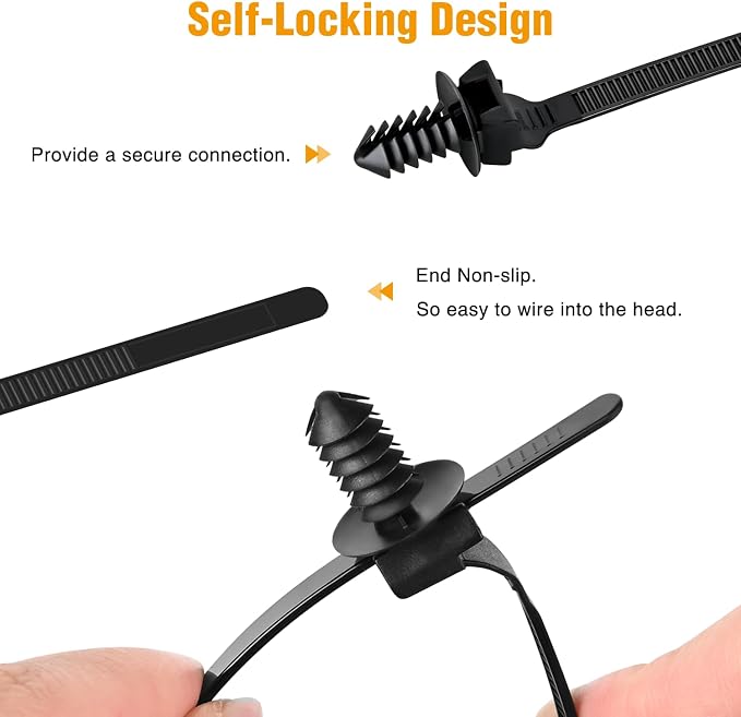 GOOACC Push Mount Cable Zip Ties Heavy Duty Nylon 4 Popular Sizes | Self-Locking Cable Strap Assortment for Indoor Outdoor Wire Tying Construction and Automotive Wiring 120 PCS