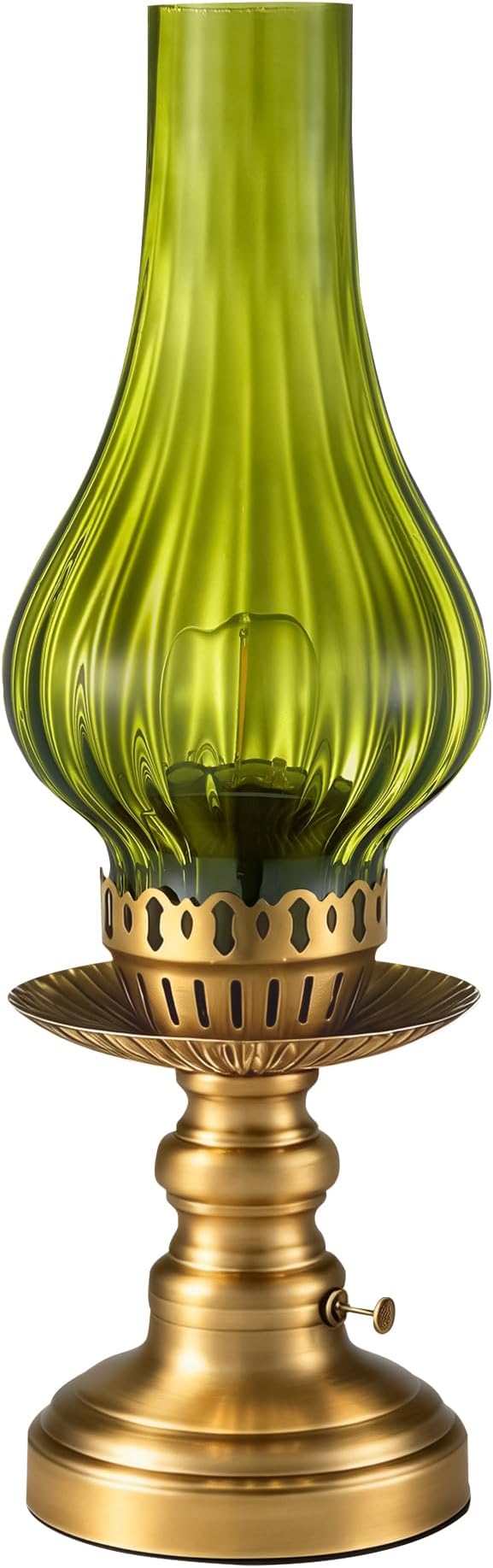 UMEXUS Vintage Small Cordless Table Lamp, Rechargeable Battery Powered | Touch Control Dimmer, Green Glass Shade & Gold Base Ambient Lighting, Home Decor for Bedroom Living Room Kitchen Nightstand