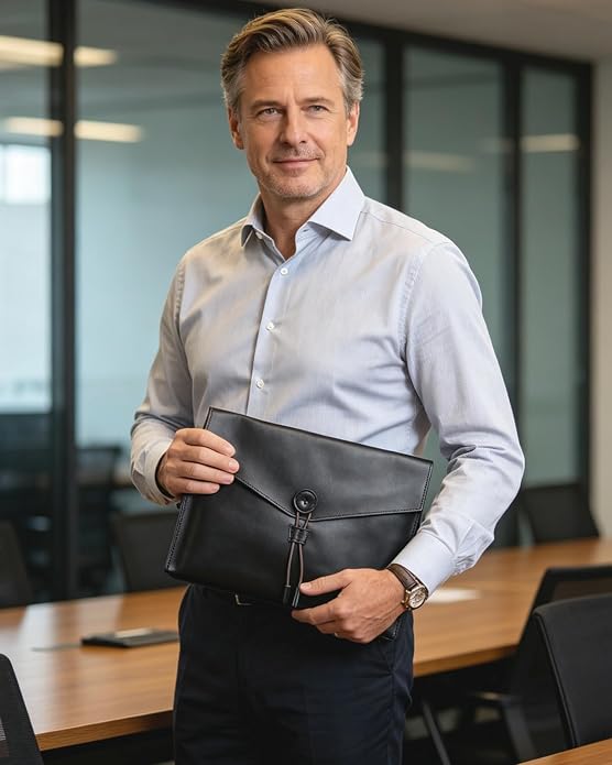 Carrier Bag Case Genuine Leather Portfolio Folder Document Organizer Laptop & Tablet,Folio Case for Men & Women