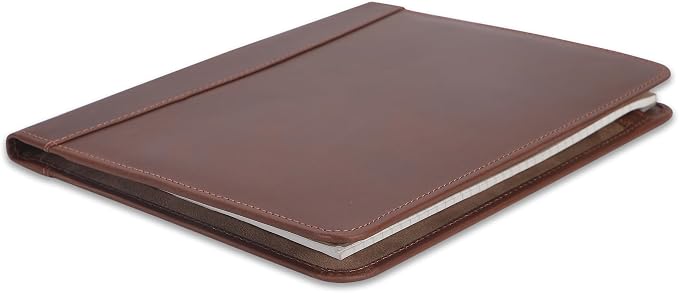 Heavy Duty Buffalo Leather Legal Pad Portfolio Handmade Executive Notebook Binder, Professional Padfolio Organizer Gift for Men and Women Genuine Leather Resume Document Holder (Tan)