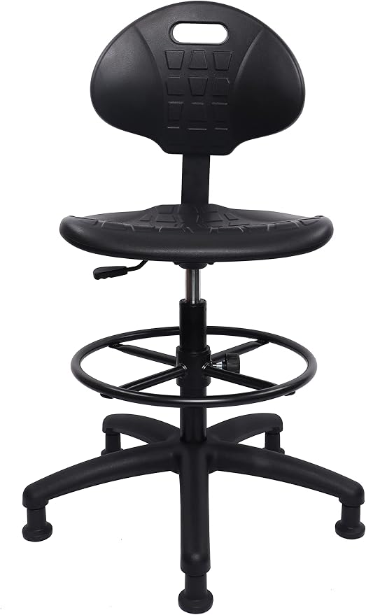TAKE UR SEAT® Deluxe Heavy Duty Drafting Lab Stool Chair, 18'' Adjustable Footring, 10'' Adjustable Height, 450 lb Seat Capacity, Use in Lab, Workshop, Studio,Tall Bench Height（Glide Caster