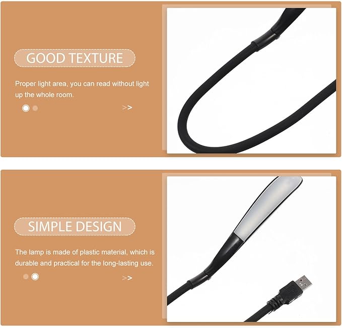 USB Reading Lamp Portable Eye-Care Night Light with Flexible Gooseneck Dimming USB Desk Lamp for Bedroom Dorm Office Plastic Study Light