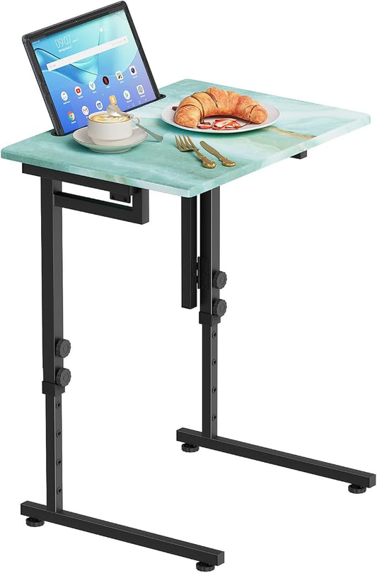 Adjustable Folding TV Tray, C-Shaped FoldableTable, No assembly(Sea Blue) | Heavy-duty steel frame, Height adjustable, Folds flat for storage, For Couch, Small Space, Living room