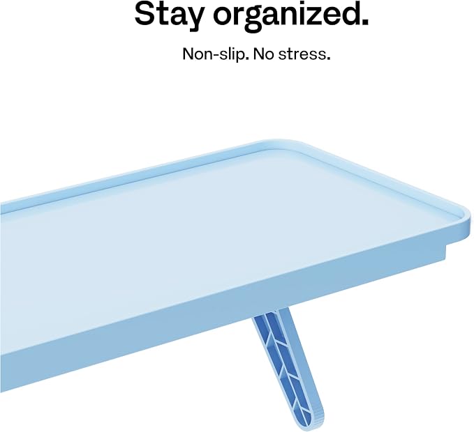 Pixio 12 inch Blue Monitor Storage Top Shelf - Adjustable Platform, Universal Fit, Holds Up to 13lbs, Works on TV, Flat, Curved Monitors, Storage for Webcams, Clocks, Phone, Figures