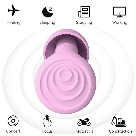 Yawsoy Ear Plugs for Sleeping Noise Cancelling, Reusable Soft Noise Reduction Earplugs for Sleep, Focus, Work, Motorcycle, Concert with 6 Silicone Ear Tips and 6 Foam Ear Tips - 25-35dB Purple