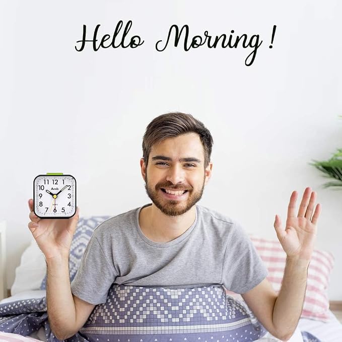 Analog Alarm Clock, Silent No Ticking Battery Operated Travel Alarm Clock with Night Light, Snooze, Loud Alarm, Luminous, Quiet Small Desk Clock for Bedrooms Deep Sleeper Adults Kids, Easy Set