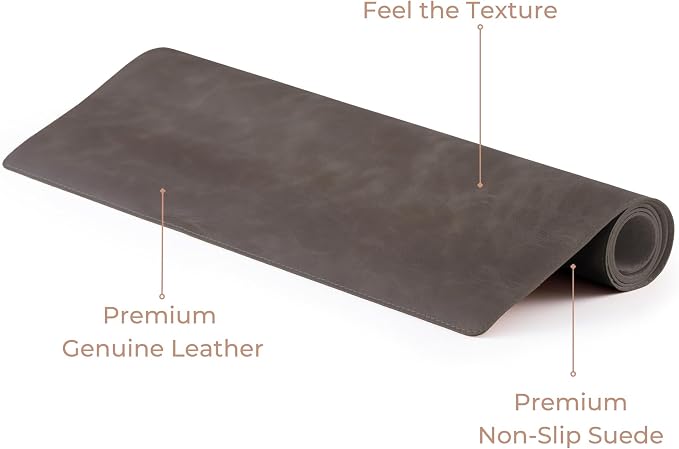 Genuine Leather Desk Mat - Executive Real Leather Desk Pad - Large (18 3/4" X 35 3/4") | Non-Slip Desk Blotter