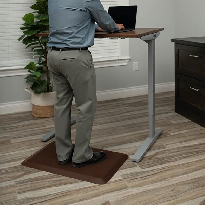 GelPro Anti-Fatigue Designer Comfort Kitchen Floor Mat, 20x32”, Leather Grain Truffle Stain Resistant Surface with 3/4” Thick Ergo-Foam Core for Health and Wellness