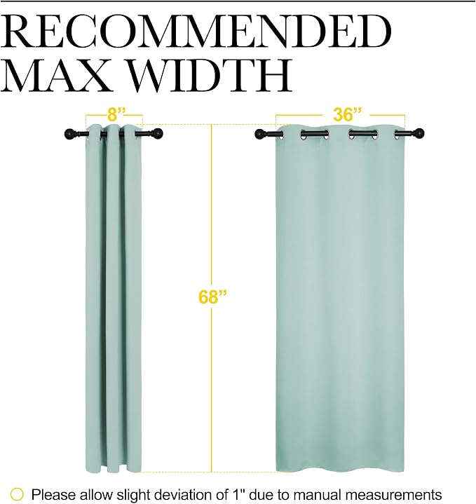 NICETOWN Aqua Blue Room Darkening Curtains for Kitchen, Window Treatment Thermal Insulated Solid Grommet Room Darkening Curtains/Drapes for Bedroom (Set of 2, 42 inches Wide by 68 inches Long)