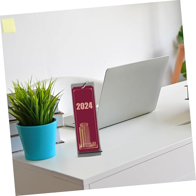 Uonlytech Dragon Year Acrylic Desk Calendar Stand Lightweight Portable Calendar Holder for Office Home School Display Rack Desktop Flip Calendar Bracket
