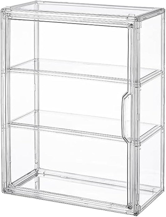 BOHOIDEE 3 Tiers Clear Display Case for Figures, Acrylic Storage Organizers Box with Magnetic Door, Wall-Mounted Dustproof Showcase for Collectibles Action Figure(4PACK Wall-Mounted Medium)