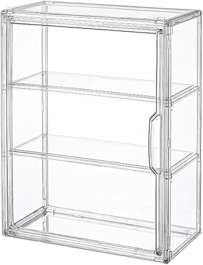 BOHOIDEE 3 Tiers Clear Display Case for Figures, Acrylic Storage Organizers Box with Magnetic Door, Wall-Mounted Dustproof Showcase for Collectibles Action Figure
