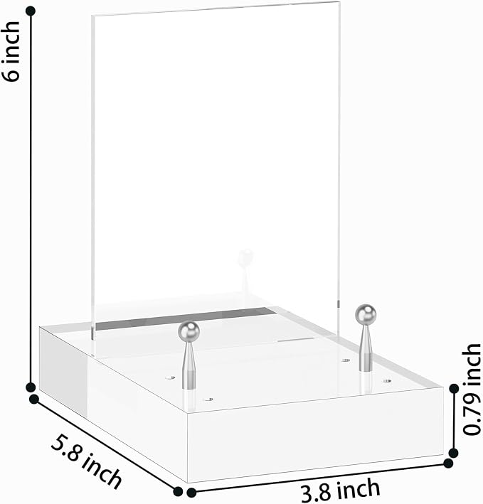 SVENJBB Acrylic Easel Display Stand with Adjustable Silver-Toned Pegs for Art, Photos, and Plates, Modern Clear Acrylic Stand for Cookbook, Invitations, Cards, 2Pack