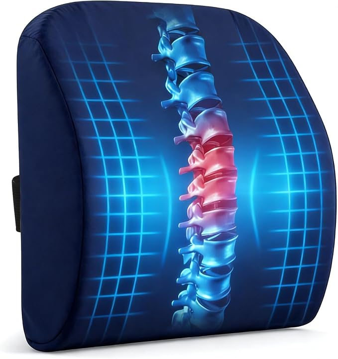 Lumbar Support Pillow for Office Chair, Memory Foam Back Support Pillow for Office Chair, Help Relieve Pain of Back and Lumbar, with Breathable Cover, Ergonomic and Comfortable for Long Hours Sitting
